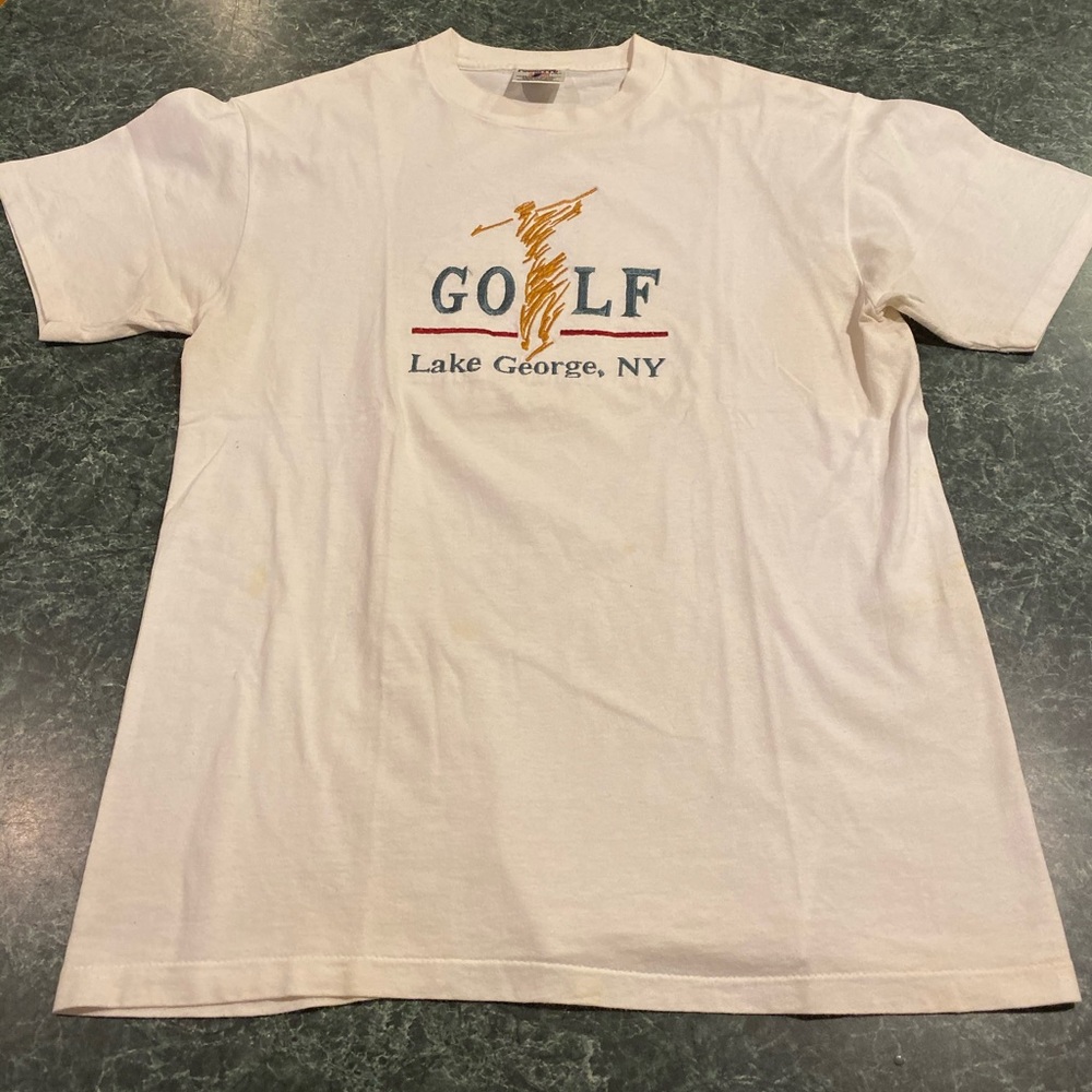 Lake George, NY Golf White Tee Size Medium